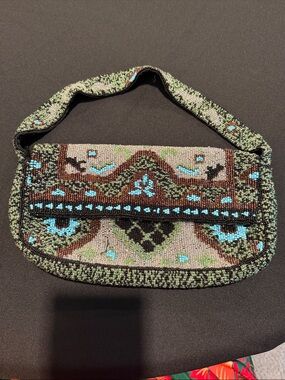Beaded Green and Turquoise Evening Clutch